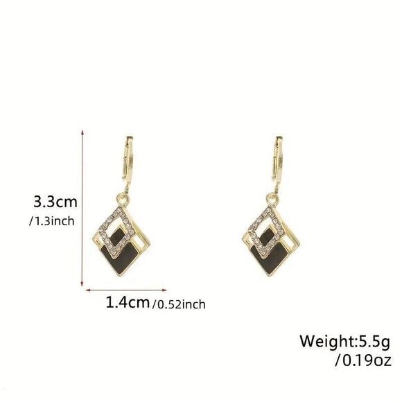 Exquisite Black and Gold Earrings with Accents - Picture 2 of 6